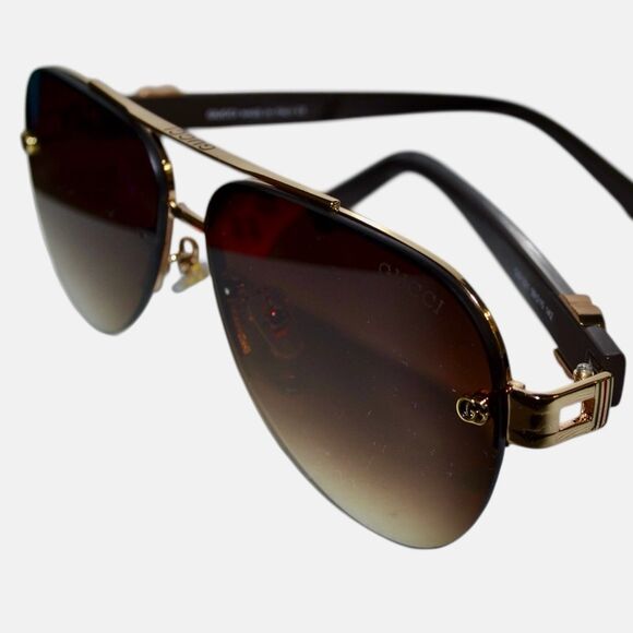 Gucci GG1221 Aviator Sunglasses | Brown Gradient Lens | 59-15-142 - Picture 1 of 14